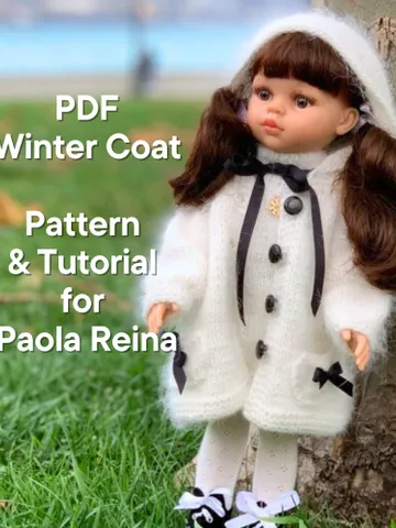 Winter Coat for Paola Reina doll KNIT PATTERN / Coat for Boneka 12-13 inch doll, Ruby Red Siblies, Les Cheries 32 cm PDF eng $4.19