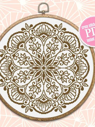 Flower mandala cross stitch pattern download PDF Floral mandala digital Beginner stitch Monochrome cross stitch Modern xstitch chart #M168 $4.60