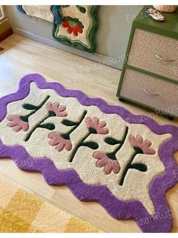 8x10 Irregular Sunflower Hand Tufted Rug 100% Wool For Living Room, Bed Room, Kids Room , Drawing Room, Hall In Any Size 10x14,10x12. $508.88