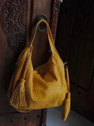 Big Soft Hobo Classy Sport Woman Bag | Purse Genuine Python Skin | Python Skin Products | Yellow Big Elegant Leather Designer Soft Bag Snake $290.00