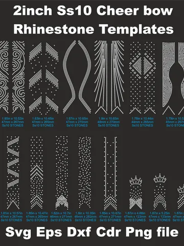 Cheer Bow Rhinestone Template 2inc ss10 SVG Cricut Silhouette Digital Download Cut File