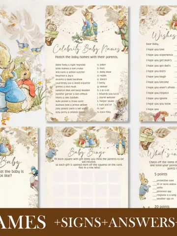 Peter Rabbit Baby Shower Games; Peter Rabbit Inspired; Printable Peter Rabbit Baby Shower Party Games; Peter Rabbit Shower Games; pr3 $11.62