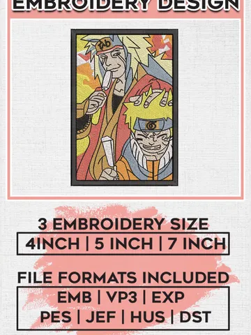 Naruto vs Jiraiya Embroidery Files, Naruto, Anime Inspired Embroidery Design, Machine Embroidery Design EMB_ANIME_281 $6.99
