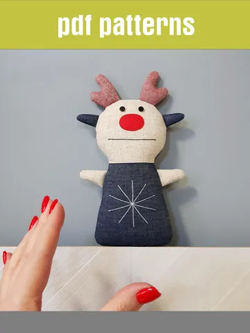 Deer sewing pattern PDF (Snowflake), digital tutorial in English, Christmas Toy Diy