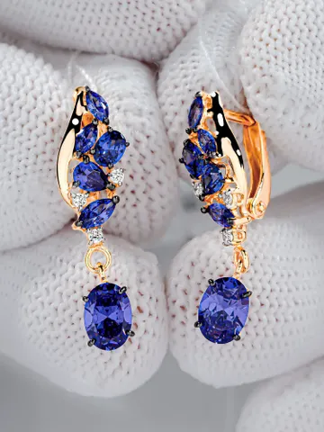 Earrings jewelry Silver gold plated 925 assay value with tanzanite $99.00