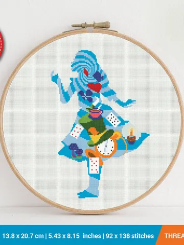 Alice in Wonderland Silhouette Cross stitch pattern | Embroidery Pattern | Instant Download | Embroidery Designs $5.94
