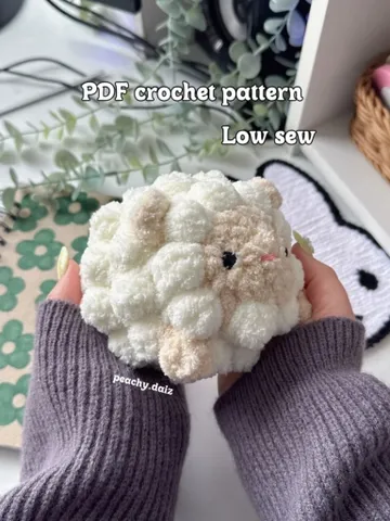 Puff sheep LOW SEW crochet pattern, amigurumi sheep crochet animal, US terms, low sew patterns, plush animal $4.80