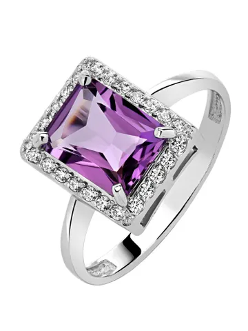 Classic ring with natural amethyst and cubic zirconia $119.00