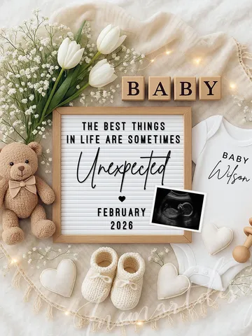 Unexpected Pregnancy Announcement Digital Baby Reveal for Social Media Editable Canva Template $7.00