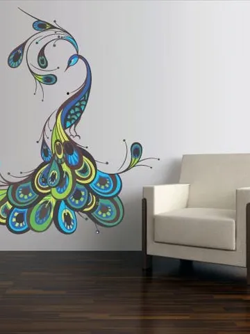 Peacock Wall Decal – Elegant Colorful Bird Vinyl Sticker for Living Room, Bedroom, Hallway or Studio, Removable Artistic Wall Decor col767 $27.99