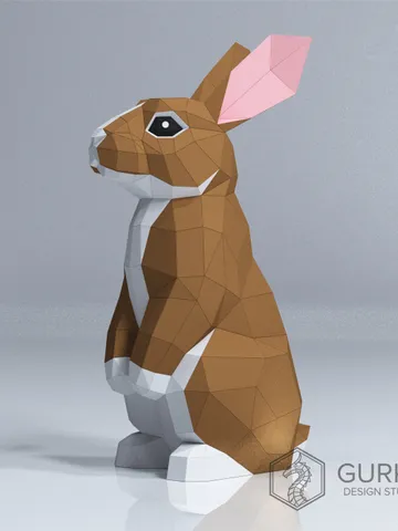 Standing Rabbit (1900 mm) Papercraft, Digital Template, PDF Download, Gurko, 3D Low Poly, Pepakura, DIY Origami Sculpture, Paper Party Decor $40.60