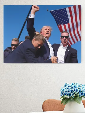 Trump Assassination Frame Canvas Print, Wall Art Home Decor Trump Shot Election $24.00