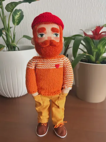 Textile doll sailor with ginger hair