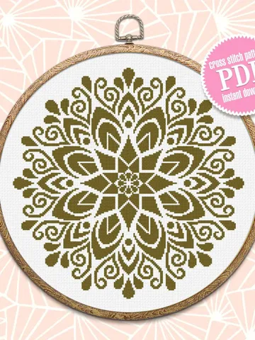 Mandala cross stitch pattern download PDF Simple mandala digital Monochrome cross stitch Modern mandala ornament cross stitch chart #M180 $4.60