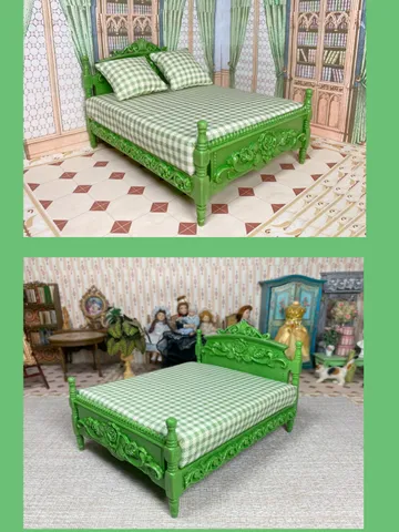 Doll bed. 1:12. Handmade. Furniture for dolls. Dollhouse miniature. $115.00