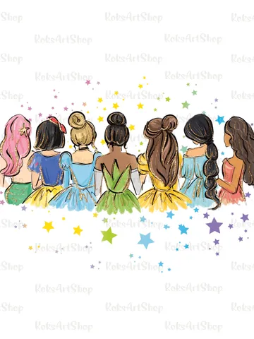 All princess Watercolor Princess PNG, Princess clipart png, Family vacation clipart, Family vacation png, Family trip, All princess design $4.40