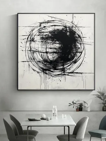 Black and White Abstract Painting, Minimalist Wall Art, Large Canvas Art, Modern Art, Textured Painting, Office Decor, Living Room Decor $119.71