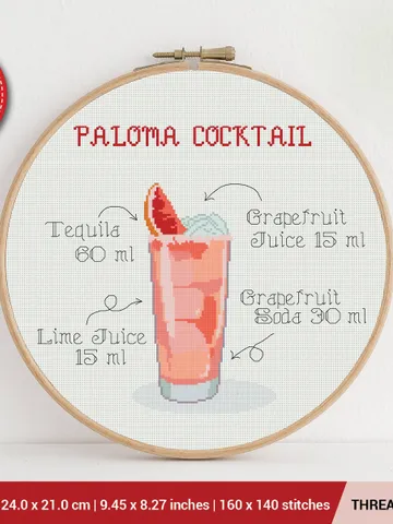 Cocktail Paloma Cross stitch pattern | Embroidery Pattern | Instant Download | Embroidery Designs $5.94