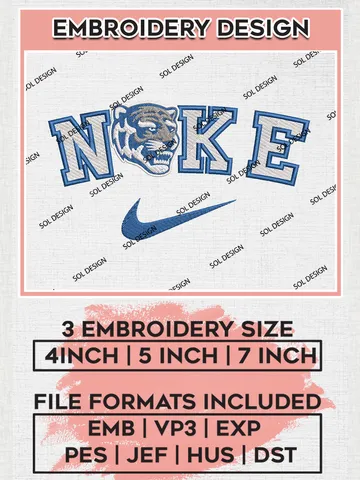 Nike Memphis Tigers Machine Embroidery Design, NCAA Memphis Tigers Embroidery Design Design files, NCAA Embroidery Designs, NCAA Machine Embroidery Designs, Digital Download $6.99