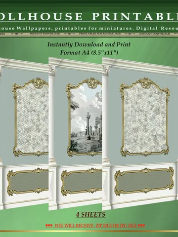 Wallpapers- Set 17-v4 | Printables for Dollhouses and Unique Miniature Projects | Digital Downloads | in Scale 1/12th $8.00