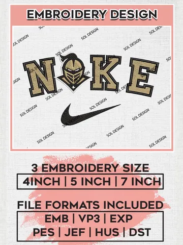 Nike UCF Knights Machine Embroidery Design, NCAA UCF Knights Embroidery Design Design files, NCAA Embroidery Designs, NCAA Machine Embroidery Designs, Digital Download