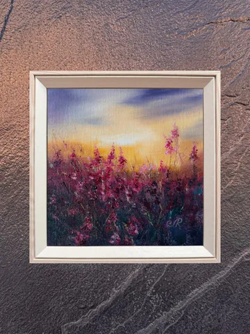 Meadow Oil Painting Field Wall Art Sunset Original Painting $62.87
