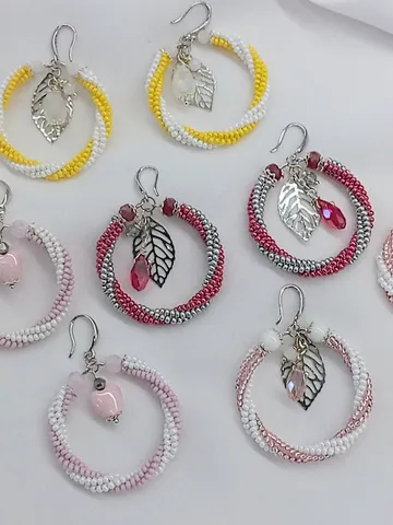 Custom multicoloured bridesmaid earrings set, beaded hoop earrings set, bridesmaid gift, bridesmaid gift idea $60.00