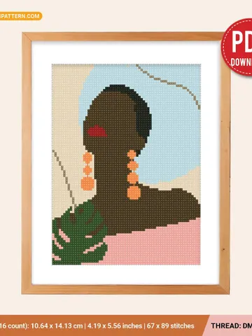 Boho Style woman set cross stitch pattern, Floral, nature, girl, home decor, counted, chart, gift DIY, embroidery, beginner, instant PDF $6.80