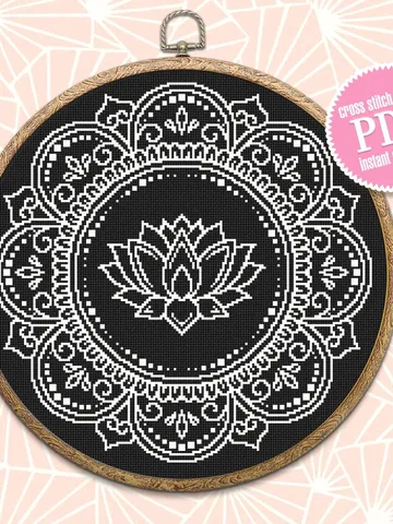 Lotus mandala cross stitch pattern download PDF Flower lotus cross stitch chart, Floral mandala pattern digital PDF Mandala embroidery #M151 $4.60