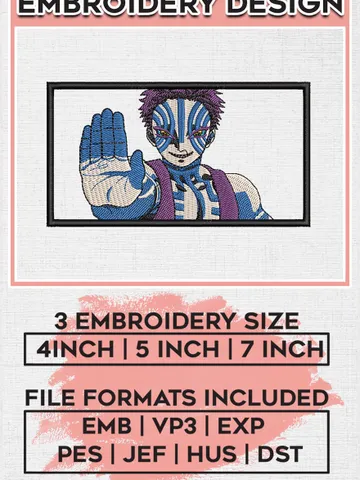 Akaza Embroidery Designs, Anime Character Embroidery Files, Demon Slayer Machine Embroidery Pattern, Digital Download EMB_ANIME_36 $6.99