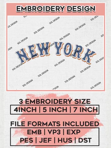 MLB New York Mets Wordmark Machine Embroidery Files, MLB New York Mets Team Embroidery, MLB Teams, 3 sizes, MLB Machine embroidery designs, Digital Download $6.99