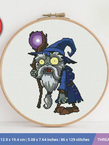Wizard Zombie Cross stitch pattern | Embroidery Pattern | Instant Download | Embroidery Designs $6.80
