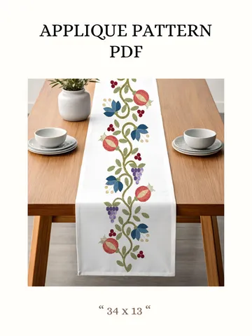 PDF Appliqué Pattern "Fruit Waltz" – Table Runner Design (34 x 13 inches) $12.00