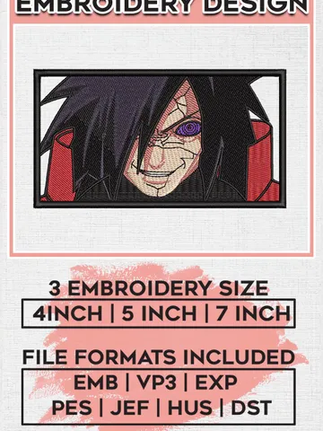 Madara rectangle embroidery design, Naruto embroidery, Anime design, Embroidery shirt, Embroidery file, Digital download EMB_ANIME_95 $6.99