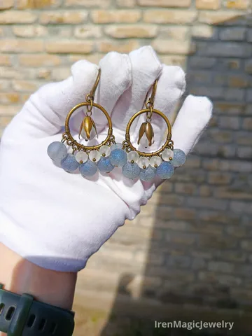 Elegant earrings with matte glass beads $39.00