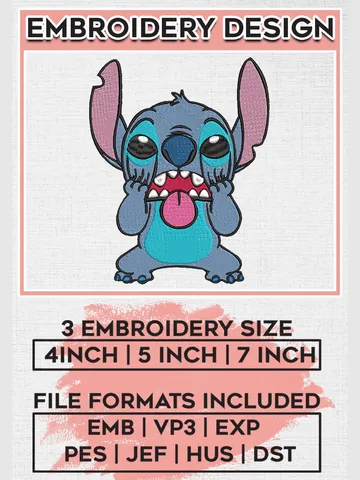 Scary Stitch Embroidery Designs, Lilo and Stitch Machine Embroidery Files, Cartoon Character Machine embroidery designs, Disney, 3 sizes, Digital Download EMB_CARTOON_125 $6.99