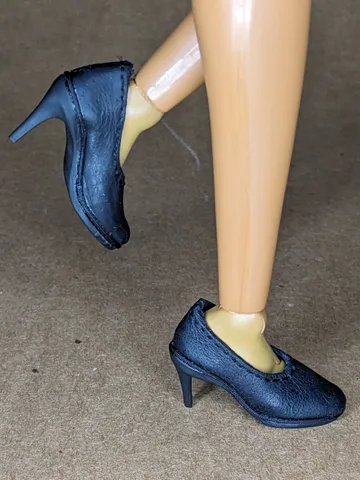 Handmade heels black leather shoes for 16-inch Fashion Royalty dolls (FR16) $47.00