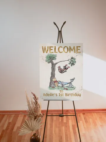 Welcome Banner Winnie the Pooh Birthday Party Winnie Pooh 1st Birthday; Editable Welcome Banner; Birthday Party Decoration Winnie Pooh wpg13 $11.62