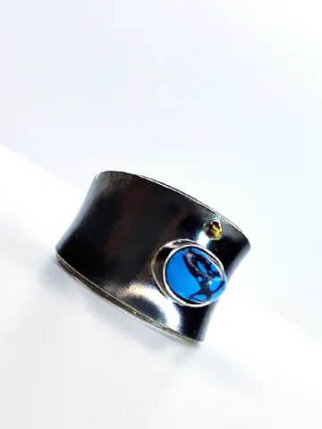 Designer ring with natural turquoise
