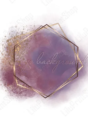 Purple Watercolor logo png - Dusty purple and gold confetti Background clipart for logo design. Digital instant download $2.85