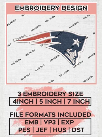 New England Patriots Logo Embroidery Designs, NFL Patriots, NFL Logo Embroidery Files, NFL New England Patriots Machine Embroidery Design, Digital Download