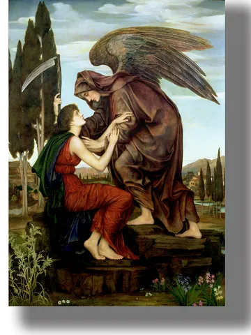 Angel of Death with a scythe and maiden. $21.00