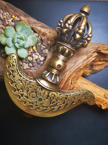 Gandhanra Antique Tibetan Amulet Ritual,Kartika(knife of the dakinis), Trantic Buddhism Dharma, Made of Brass,Agate $129.99