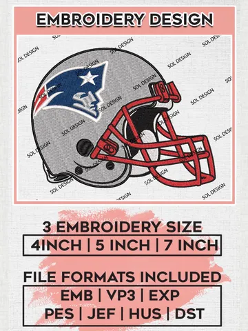 New England Patriots Helmet Embroidery Designs, NFL Patriots, NFL Logo Embroidery Files, NFL New England Patriots Machine Embroidery Design, Digital Download