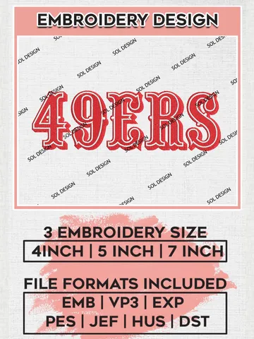 San Francisco 49ers Wordmark Logo Embroidery Designs, NFL 49ers Embroidery Designs, NFL Embroidery Designs, NFL San Francisco 49ers Machine Embroidery Design, Digital Download $6.99