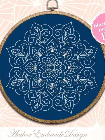 Floral mandala blackwork pattern PDF Backstitch chart Mandala ornament, Blackwork mandala embroidery download PDF, Blackwork embroidery #W20 $4.60