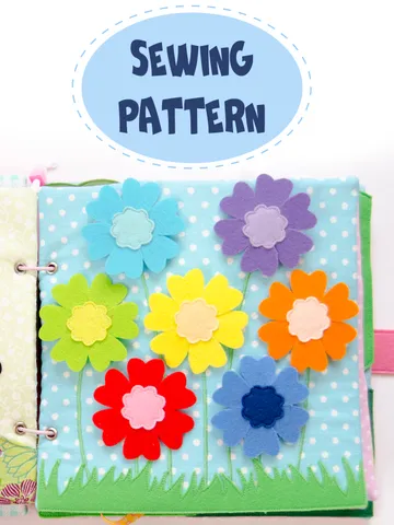 Quiet book page, Flower meadow, PDF sewing pattern, SVG files $3.00