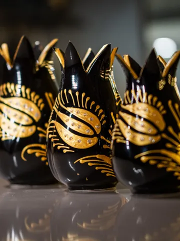 Luxury Black and Gold Tulip Vase Set | Handmade Turkish Art | Elegant Tulip Decor & Modern Home Accent | Unique Gift, Home Decor