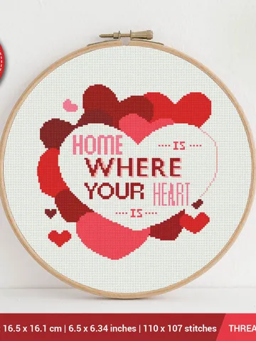 Home is where your heart is Quote Cross stitch pattern | Embroidery Pattern | Instant Download | Embroidery Designs $5.94