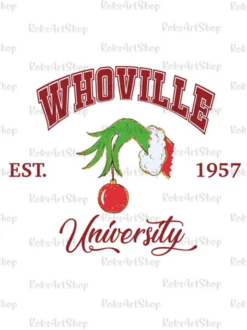 Whoville University Est 1957 PNG | Забавный Гринчмас Сублимация для печати PNG | Новый год Трендовый, Гринчмас университетский клипарт $1.50